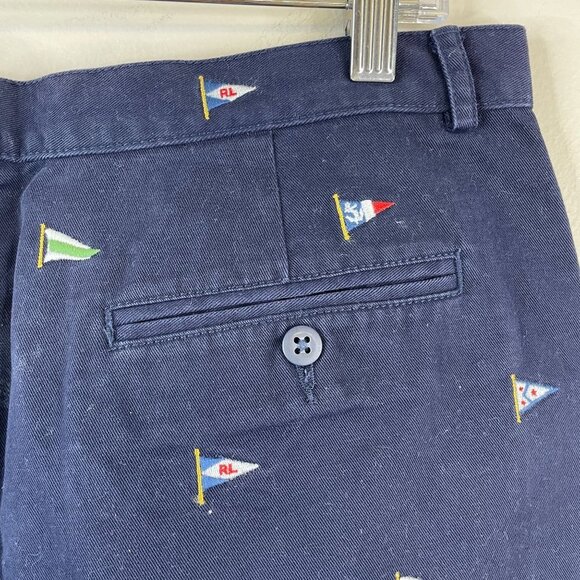 Ralph Lauren Sport Zip Front Mini Skirt 10 Blue Embroidered Flags Nautical Twill - Picture 7 of 10